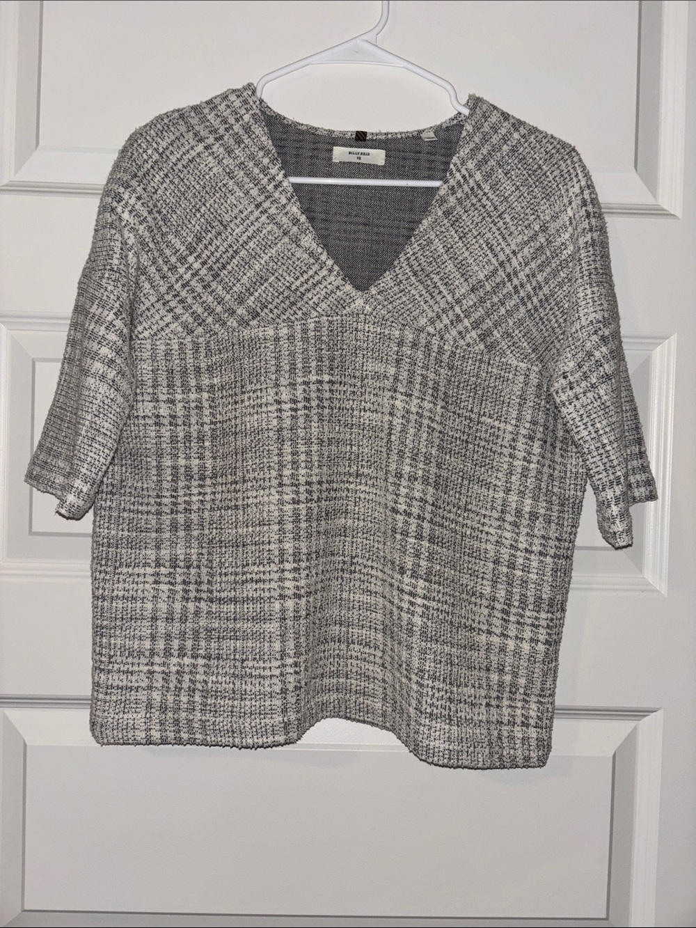 Billy Reid Light Gray Textured V-Neck Women's Top